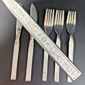 6 X Vintage Korea Stainless INOX Forks Knives Dinner Flatware Made In Korea
